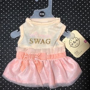 “Will wag for swag” pink bow w/sparkles ✨ XS & XXS